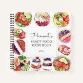 Kochbuch für gesunde Lebensmittel Wasserfarben Notizblock (Vorderseite)