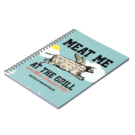 Kochbuch-Kochbuch-Notebook mit Flying Cow-Grill Notizblock (Linke Seite)