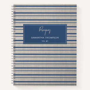 Kochbuch mit benutzerdefiniertem Rezept Beige Lein Notizblock