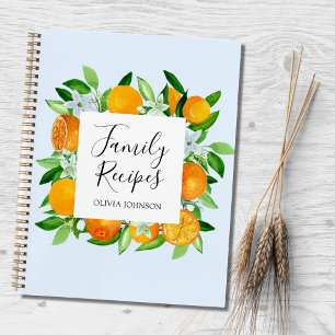Kochbuch mit Familienrezepten für Orangenfrüchte u Notizblock