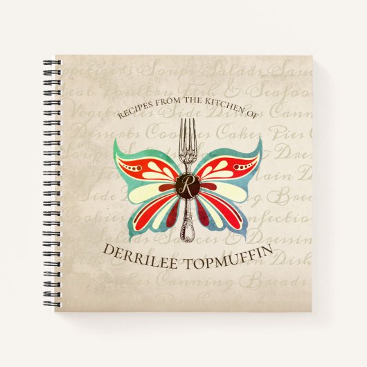Kochbuch-Notebook mit Butterfly-Gabel Notizblock (Vorderseite)