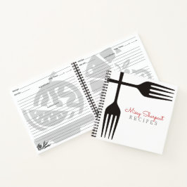 Kochbuch-Notebook mit schwarzen Gabeln Notizblock