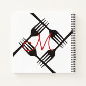 Kochbuch-Notebook mit schwarzen Gabeln Notizblock (Rückseite)