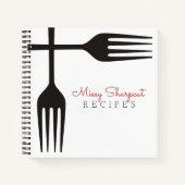 Kochbuch-Notebook mit schwarzen Gabeln Notizblock (Vorderseite)