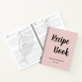 Kochbuch Rezept Blush Pink Girly Monogram Notebook Notizblock (Innenseite)