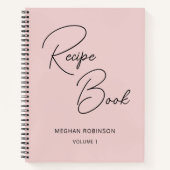Kochbuch Rezept Blush Pink Girly Monogram Notebook Notizblock (Vorderseite)