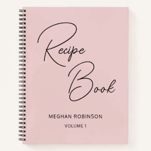 Kochbuch Rezept Blush Pink Girly Monogram Notebook Notizblock