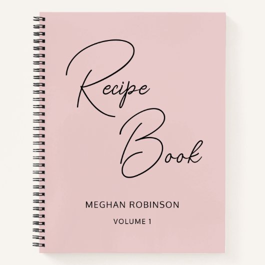 Kochbuch Rezept Blush Pink Girly Monogram Notebook Notizblock (Vorderseite)