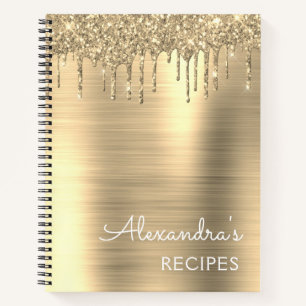 Kochbuch Rezept Buch Gold Glitzer Monogram