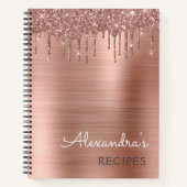Kochbuch Rezept Buch Rose Gold Glitzer Monogram (Vorderseite)