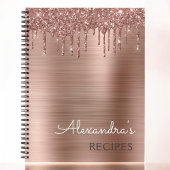 Kochbuch Rezept Buch Rose Gold Glitzer Monogram