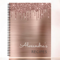 Kochbuch Rezept Buch Rose Gold Glitzer Monogram
