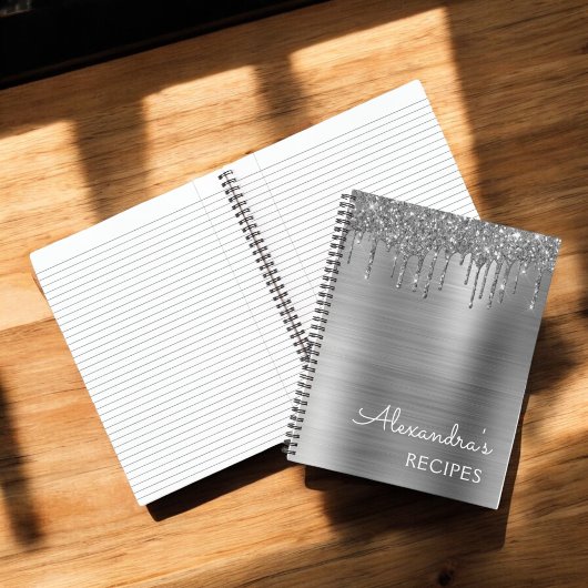 Kochbuch Rezept Buch Silver Glitzer Monogram