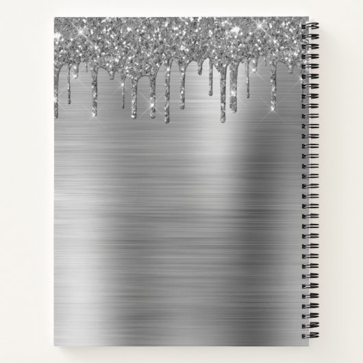 Kochbuch Rezept Buch Silver Glitzer Monogram (Rückseite)