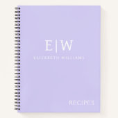 Kochbuch Rezept Lavender Lila Girly Monogram Notizblock (Vorderseite)