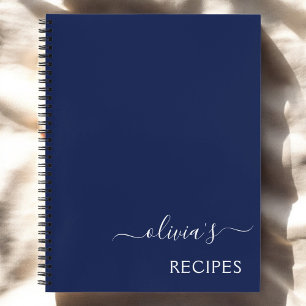 Kochbuch Rezept Navy Blue White Monogram Notizblock