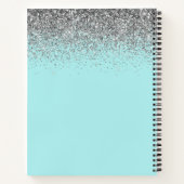 Kochbuch Rezept Silver Aqua Aquamarin Blue Glitzer Notizblock (Rückseite)