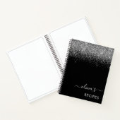 Kochbuch Rezept Silver Black Glitzer Monogram Notizblock (Innenseite)