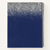 Kochbuch Rezept Silver Navy Blue Glitzer Monogram Notizblock (Rückseite)