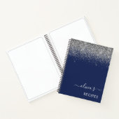 Kochbuch Rezept Silver Navy Blue Glitzer Monogram Notizblock (Innenseite)