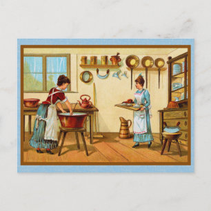 Köche aus der Vintage-Zeit in der Küche Postkarte