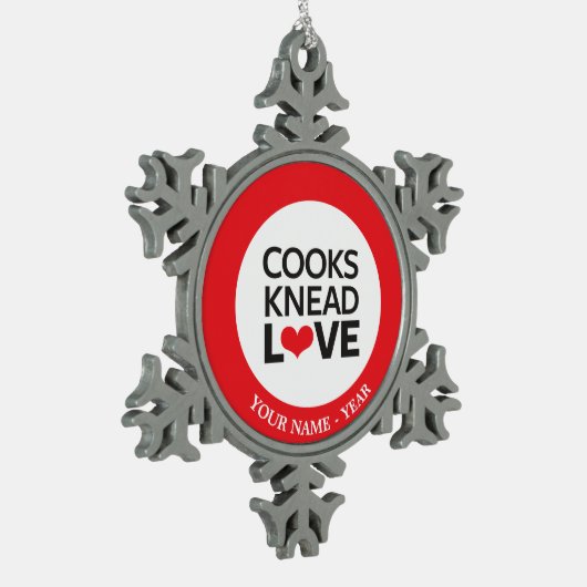 Köche Knead-Liebe Schneeflocken Zinn-Ornament (Links)