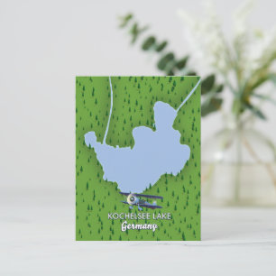 Kochelsee, Landkarte Deutschland Postkarte