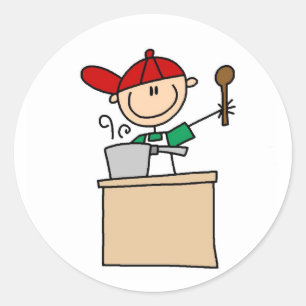 Kochen auf dem Küchensticker Runder Aufkleber