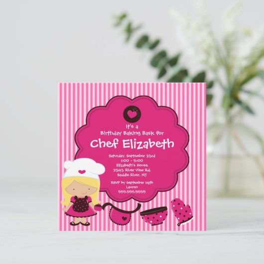 Kochen Backwaren Geburtstagsparty Einladung (Stehend Vorderseite)