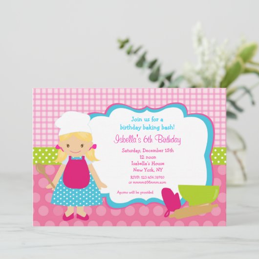 Kochen Backwaren Geburtstagsparty Einladungen (Stehend Vorderseite)