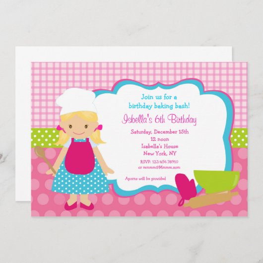 Kochen Backwaren Geburtstagsparty Einladungen (Vorne/Hinten)