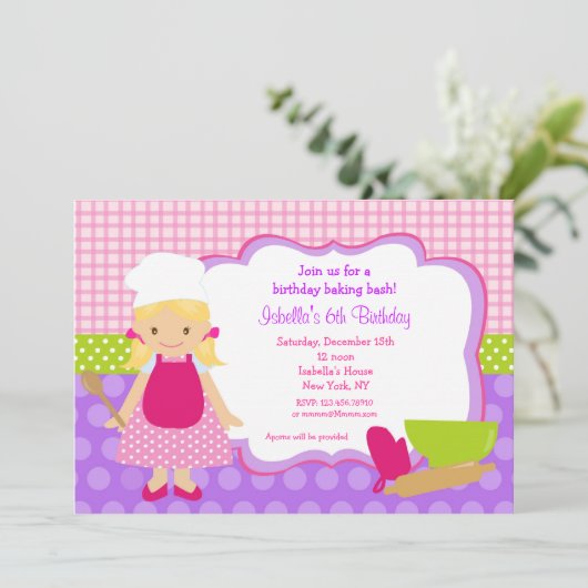 Kochen Backwaren Geburtstagsparty Einladungen (Stehend Vorderseite)