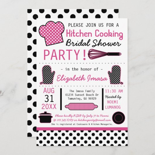 Kochen Brautparty Party Einladung (Vorne/Hinten)