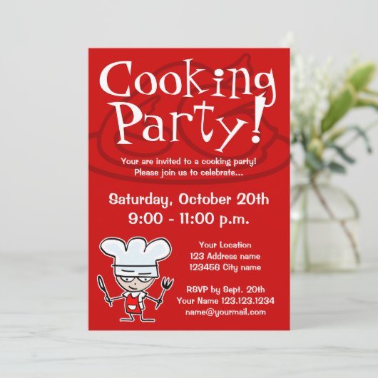 Kochen der Party Einladungen (Stehend Vorderseite)