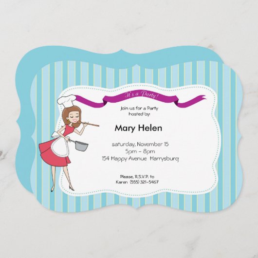 Kochen der Party-Topf-Glück-personalisierten Einladung (Vorne/Hinten)