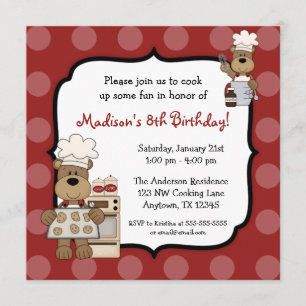 Kochen des Bärn-Kindergeburtstag-Party Einladung
