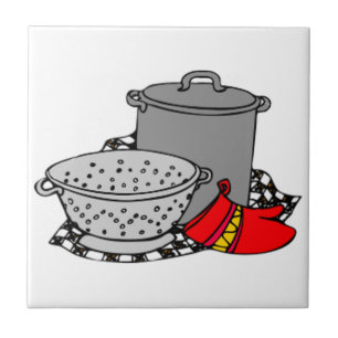 Kochen des Topfes u. des Siebs Fliese