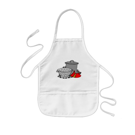Kochen des Topfes u. des Siebs Kinderschürze (Vorne)