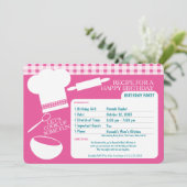 Kochen Geburtstagsparty Rezept Pink Einladung (Stehend Vorderseite)