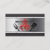 Kochen GRILLEN Utensils | Feuer | Metallisch Visitenkarte (Rückseite)