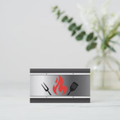 Kochen GRILLEN Utensils | Feuer | Metallisch Visitenkarte (Stehend Vorderseite)