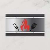 Kochen GRILLEN Utensils | Feuer | Metallisch Visitenkarte (Vorderseite)