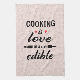Kochen ist ein lustiger Slogan für Liebe Geschirrtuch
