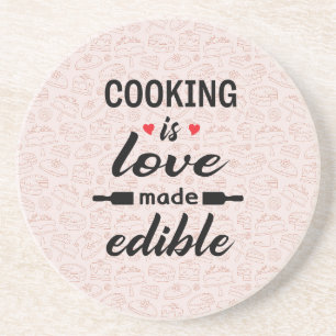 Kochen ist ein lustiger Slogan für Liebe Getränkeuntersetzer