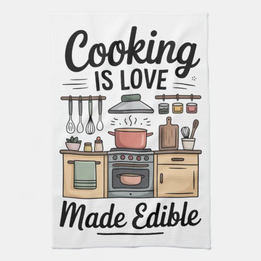 Kochen ist Liebe Geschirrtuch (Vertikal)