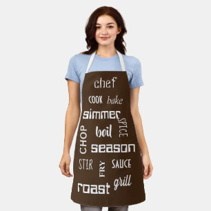 Kochen Koch Worte braun Schürze