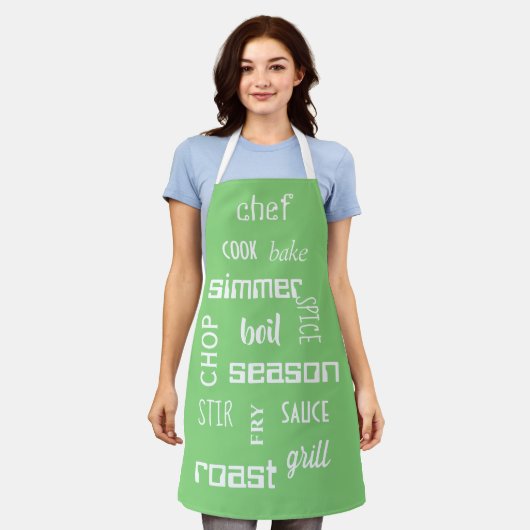 Kochen Koch Wörter Grüne Schürze (Getragen)