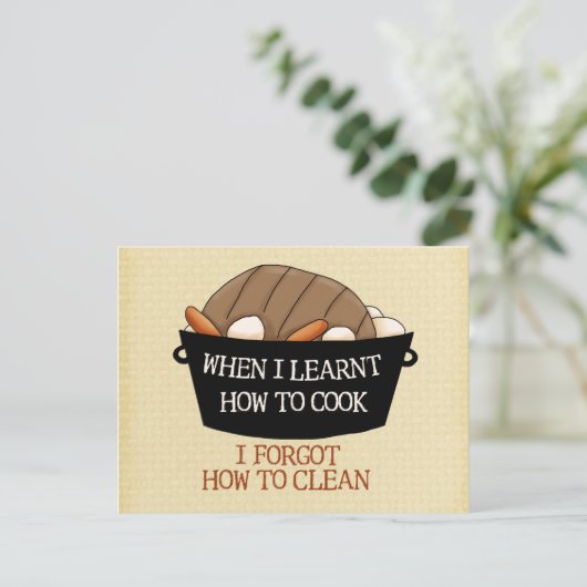 Kochen lernen postkarte (Stehend Vorderseite)