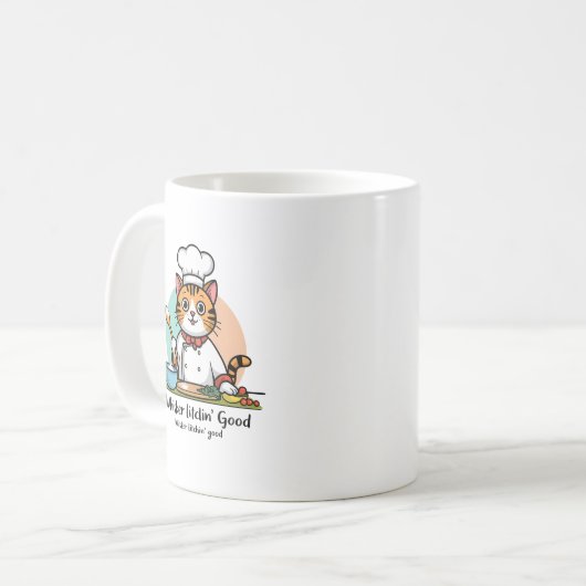 Kochen mit Katze - Koch Kitty Kaffeetasse (Vorderseite Links)