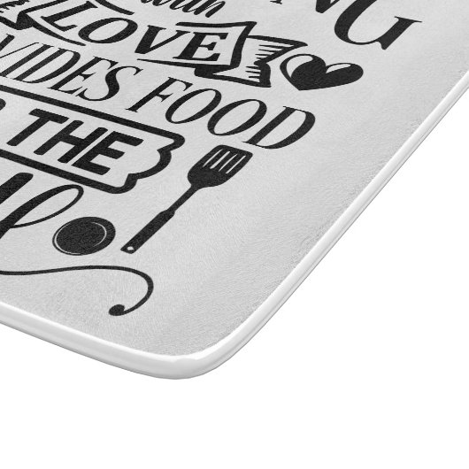 Kochen mit Liebe bietet Essen für das Soul Schneidebrett (Ecke)